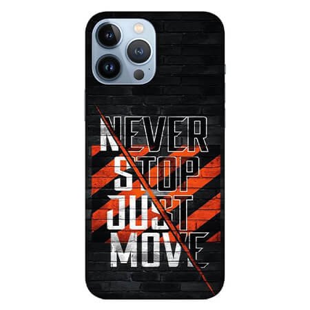 Θήκη Never Stop Just Move, PVC για iPhone 13 Pro Max 1 Η ομάδα του Topcase.gr γνωρίζει πόσο πολύτιμο είναι για εσάς το κινητό σας τηλέφωνο. Γι’ αυτόν τον λόγο έχουμε θέσει ως στόχο μας να προσφέρουμε τη μέγιστη δυνατή ολοκληρωμένη προστασία για το τηλέφωνό σας. Γνωρίζουμε επίσης ότι όσο περισσότερο χρόνο παραμένετε χωρίς προστασία, τόσο αυξάνεται ο κίνδυνος για θραύση ή ζημιά. Για αυτόν ακριβώς τον λόγο προσπαθούμε να πραγματοποιούμε κάθε παράδοση στον συντομότερο δυνατό χρόνο. / Topcase, Topcase.gr, Τοπκέις, Τοπκέις 2007, Τοπ κέις, Τοπκέις.gr, Τοπκέιςγρ / www.topcase.gr