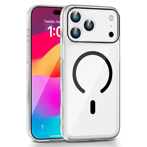 Clear Thin Magsafe кейс за iPhone 17 Pro - Черен