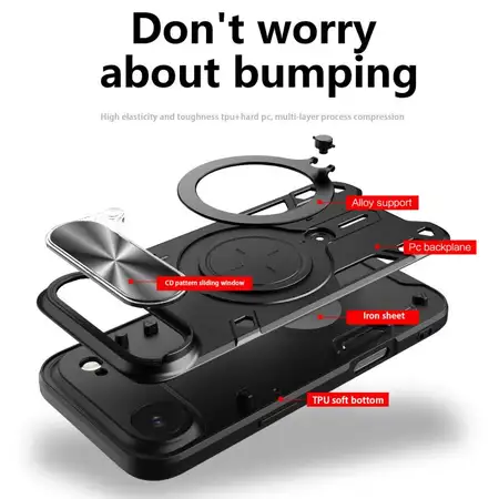 Удароустойчив кейс Bucephalus за iPhone 17 Air - Черен