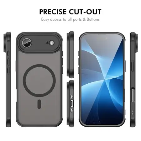 Луксозен MagSafe Матов кейс за iPhone 17 Air - Черен