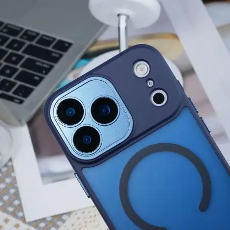 Луксозен MagSafe Матов кейс за iPhone 17 Pro - Тъмно Син