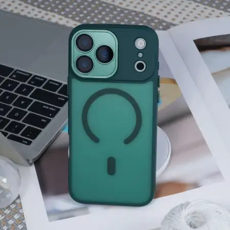 Луксозен MagSafe Матов кейс за iPhone 17 Pro - Тъмно Зелен