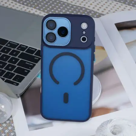 Луксозен MagSafe Матов кейс за iPhone 17 Pro Max - Тъмно Син