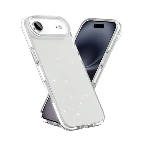 Блещукащ силиконов калъф за iPhone 17 Air - Прозрачен