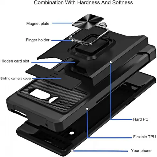 Θήκη αντικραδασμικής προστασίας με θήκη για κάρτες (4 σε 1) για iPhone 13 Pro Max