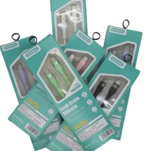 Силиконов кабел USB-C към USB-C за бързо зареждане - Светло лилав