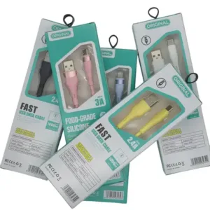 Силиконов кабел USB към USB-C за бързо зареждане - Жълт