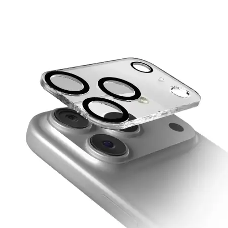 3D стъклен протектор за камера iPhone 17 Pro Max - Прозрачен